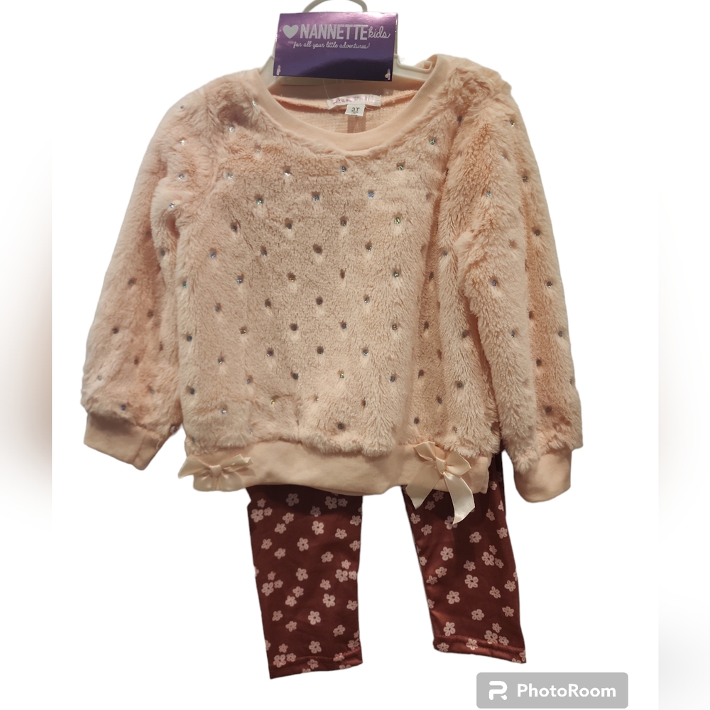 Nanette Girls Outfit Size 3T Pink Tunic Top & Legging Pants Set